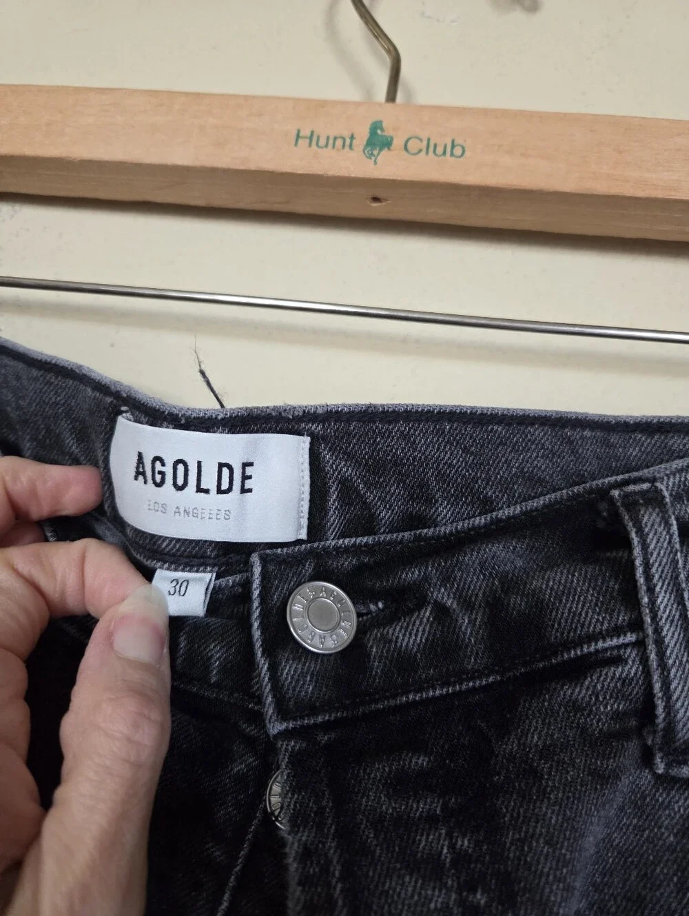 Agolde Organic Cotton High-Rise Straight Leg Washed Black/gray Denim Jeans